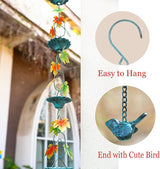 Fall Color Maple Leaf and Cup Rain Chains for Gutters, Rain Chains for Outside 8.5 Ft Decorative Rain Chain, Metal Rain Catcher Chain Outdoor Fall Decorations Harvest
