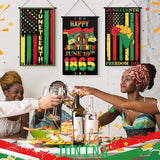 Tegeme 3 Pcs Happy Juneteenth Day Door Sign Flag African American Independence Day Door Hanging Banner Juneteenth Wall Decoration for Party Holiday Home Outdoor Indoor Decoration