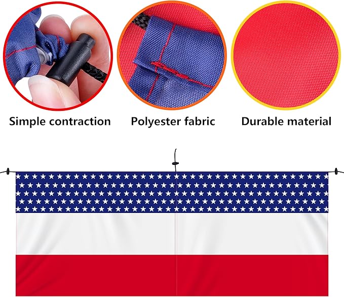 Wehhbtye 2PCS Patriotic Bunting Decorations-8.9x2.5 Feet 4th of july Outdoor Hanging Banner Flag,American Stars and Stripes Independence Day Flag for Memorial Day Porch Labor Day Yard Outside Party