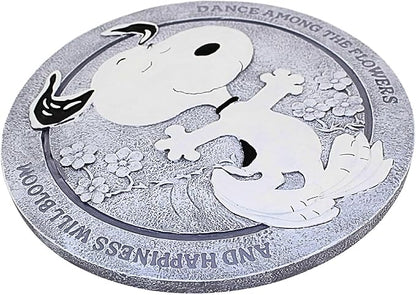 Roman Snoopy Dance Stepping Stone Peanuts, 12-inch Diameter, Resin, Stone Mix, Home, Garden, Outdoor