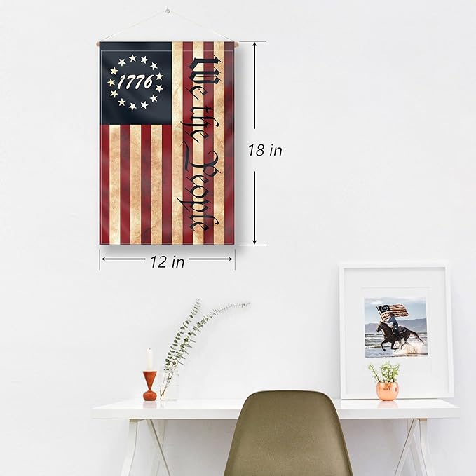 We The People 1776 Flag Double Sided 12x18in Outdoor Vintage American Betsy Ross 13 Star Flags for Yard Lawn Home Garden Decor USA Flag