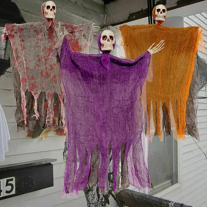 3 Pack 31.5 Inches Hanging Grim Reaper Decorations, Halloween Skeleton Props with Cloaks, Indoor Outdoor Yard Decor for Parties, Haunted House, Scary Tree Ornament Favors
