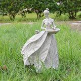 Fairy Garden Statue Bird Feeder - 23-inch Large Sculpture for Outdoors Statues Bird-Bath Yard Decorations Fairy Garden Statue Grey White DiliComing