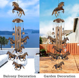 Horses Wind Chimes for Garden/Home/Balcony/Lawn/Tree/Yard/Indoor/Outside Decoration, Retro Wind Catcher, Bronze Horse Decor, Blessing Wind Bells, Memorial WindChimes Gifts for Mom, Grandma, Woman