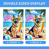 HOMETITUTE Hello Summer Beach Garden Flag German Shepherd Dog Tropical Beach Flag 12x18 Inch Double Sided Yard Small Summer Flag For Outside Holiday Seasonal Outdoor