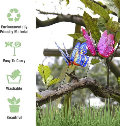 40 Pcs Butterfly Stakes, Decorative Garden Stakes, 3D Colorful Double Wings with Bendable Stick, Artificial Butterflies for Flower Bouquet Crafts, Plant Stake for Patio Yard Pot, Party Decor