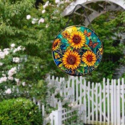 Plexiglas Sunflower Suncatcher Window Hanging - Sun Catchers for Windows Hanging - Hand Painted Suncatcher Garden Ornaments Christmas Mother's Day, Valentine's Day Ornaments