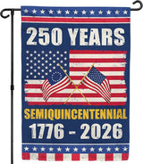 250th Anniversary America USA Garden Flag for Outside, Crossed Flags Semiquincentennial 250 Years 1776-2026 Patriotic Double-Sided Waterproof Yard Flag 12x18 Inch for 4th of July Memorial Day Decor