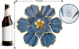 EASICUTI Blue Metal Flower Wall Decor Boho Metal Wall Art Decorations Hanging For Indoor Outdoor Home Bathroom Patio Fence Garden Bedroom Living Room Or Wall Sculptures 12 Inch