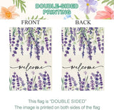 Baccessor Spring Summer Welcome Floral House Flag 28 x 40 Inch Vertical Double Sided Burlap Lavender Purple Flower Farmhouse Easter Yard Flag Holiday Seasonal Yard Outdoor Outside Decoration