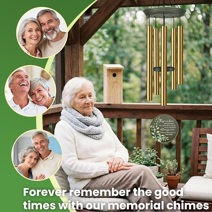 Memorial Wind Chimes, Personalized with Name & Date Keepsake, Sympathy Gifts Wind Chime for Loss of Loved One, 36inch Funeral Windchime Outside, in Loving Memory of Mom/Dad