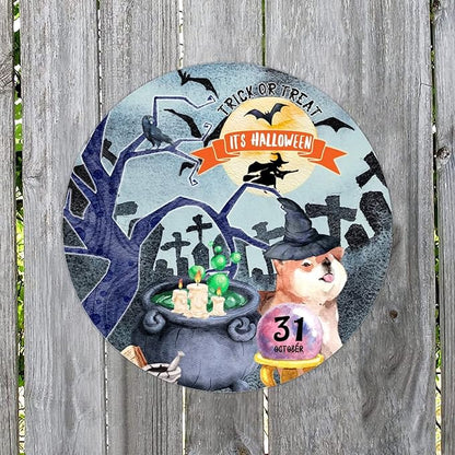 Retro Metal Sign 12"x12",Happy Halloween Scary Night Grave Witch Bats Trick Or Treat Dog Aluminum Tin Metal Sign for Home Living Room Bedroom Garden Farm Patio Decor Wall Art Poster
