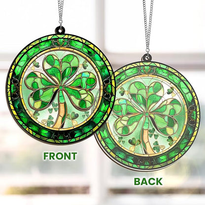 FLAGWIX St Patricks Day Decorations - Hanging Suncatcher 6 in, Shamrock St Patricks Day Decorations, Irish Suncatcher for Home Garden Decor - Irish Gifts for Women Men, Spiritual Gifts for Mom Grandma