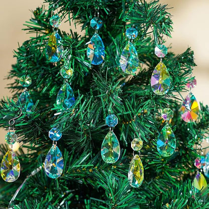 20 Pieces 38mm Crystal Prisms Chandelier Rounded Pear Suncatcher Ornament Pendants Crystal Beads Hanging Glass Crystals Chandelier Prisms for Wedding Party Tree Garlands Decoration DIY Jewelry
