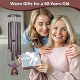 60th Birthday Gifts for Women - 32" Angel Aluminum Wind Chimes for Outside with Harmony Tone, Unique Wind Chimes for Garden, Patios and Backyard Decor, Memorable 60th Birthday Decorations