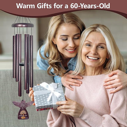 60th Birthday Gifts for Women - 32" Angel Aluminum Wind Chimes for Outside with Harmony Tone, Unique Wind Chimes for Garden, Patios and Backyard Decor, Memorable 60th Birthday Decorations