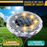 Solar Ground Lights,Solar Disc Light Outdoor Waterproof,Landscape Lighting Garden Lights for Pathway, Yard, Deck, Lawn, Patio, Swimming Pool, Walkway(Warm, 8Pack)