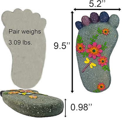 Outdoor Lawn Footprint Stepping Stones — Decorative Paving Stones Suitable for terraces, Vegetable Gardens, Gardens, or walkways， Home Decor Footprint Commemorative Stone Set (2 Pieces)