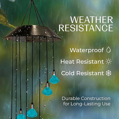 Upblend Outdoors Solar Wind Chimes for Outside – Color Changing LED Wind Chimes for Outside, Solar Chimes Outdoor Waterproof – Diamond, Light Blue