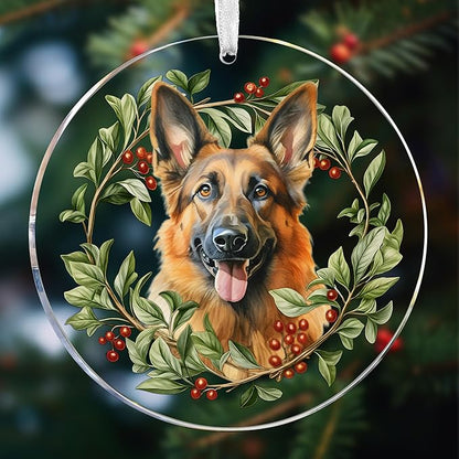 Colorful Dogs Acrylic Suncatcher Ornament for Window Decor, Acrylic Suncatcher Window Hanging Decor, Dog Lovers Gifts for Women, Dogs Christmas Ornaments for Tree Hanging (German Shepherd)
