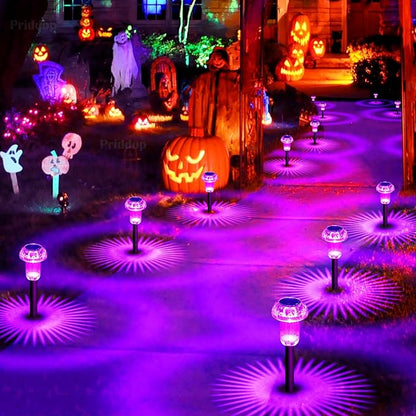 Priddop Solar Lights Outdoor Pathway Waterproof 8 Pack Purple LED Acrylic Mushroom Decorative Garden Lights for Yard Landscape Patio Outside Decorations