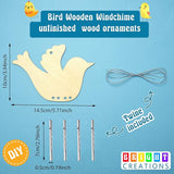 Taiyin 16 Set Bird Wooden Wind Chime Craft Kit for Kids DIY Make Your Own Wind Chimes Decorative Wooden Hanging for Classroom Outdoor Garden Patio Balcony Arts Crafts Supplies