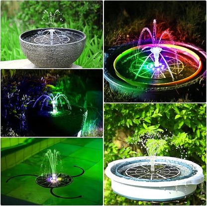 AISITIN 5.5W Solar Fountain Bird Bath with LED Colorful Lights & 3000mAh Battery, Remote Control Solar Pump for Fountain with 8 Nozzles, Solar Water Pump for Garden, Pond and Outdoor