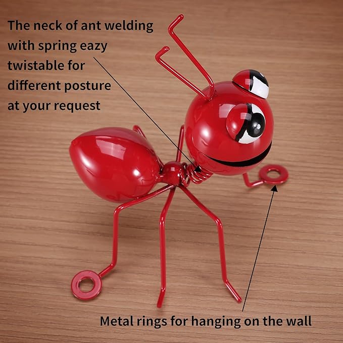 Metal Ants Set of 4 Colors Garden Decor Outdoor Sculpture Patio Decor Lawn Metal Yard Art Garden Statue Outdoor Decorative Metal Wall Art Garden Gifts Family and Garden Lovers
