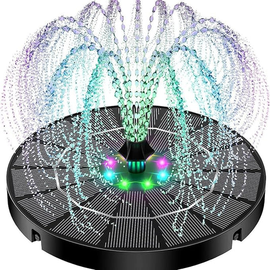 Solar Bird Bath Fountain Pump - 8 Spray Patterns, Floating Nozzle, Birdbath Fountain Kit, Garden Pond Aerator Decor