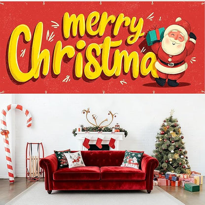 7 x 16 ft Christmas Garage Door Decorations Merry Christmas decorations Xmas Garage Door Cover, Happy New Year Hanging Banner for Home,Outdoor,Indoor,Party