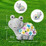 Outdoor Solar Flower Turtle Statue for Garden Décor, Waterproof Outside Tortoise Figurines Decor with Lights, Suitable for Yard, Lawn, Patio, Balcony - Gift for Grandma Mom Women Daughter