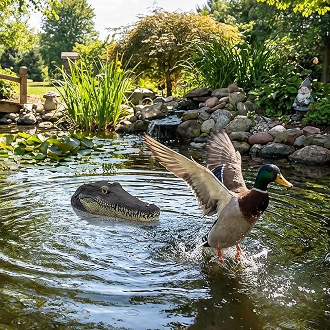 Pond Floating Alligator Head Decoy, Outdoor Pools Float Fake Gator Head Duck Detterent for Pool,Crocodile Head for Decorations,Swimming Pool,Koi Pools, 13 x 5.5 x 2.8 Inches