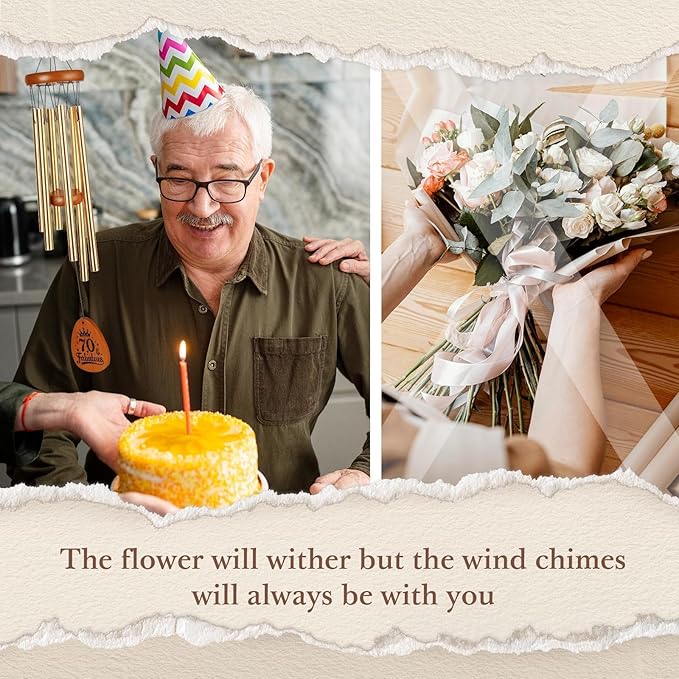 Leebbsin Birthday Gifts for Women, 70th Birthday Gifts Wind Chimes, Happy 70 Years Old Gift for Women Friendship, Best Friends, Coworker, Sister, Mom, Wife, Female, Best Gift Ideas