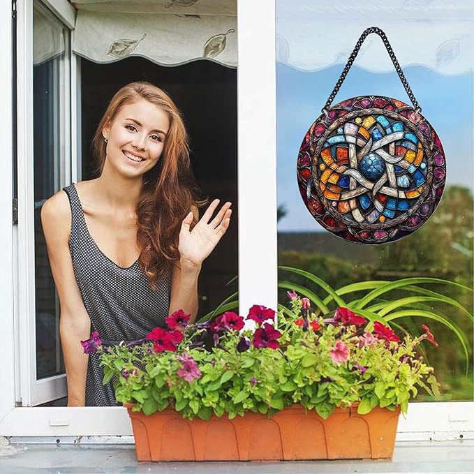 Delicate Mandala Flower Acrylic Suncatcher - Stained Glass Window Hanging for Garden or Indoor Spaces - Artistic Hanging Decoration for Spiritual Spaces, Gift for Friends and Family