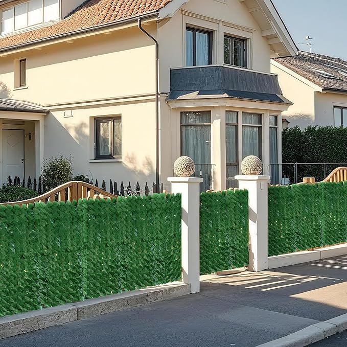 Artificial Ivy Privacy Fence Wall Screen, 59 x 118 in Garden Fake Hanging Plants Vines, Aesthetic Faux Greenery Garland Pothos Leaf with Strengthened Joint Prevent Leaves Falling Off for Outdoor Decor