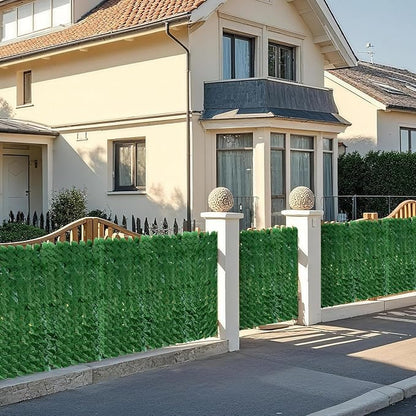 Artificial Ivy Privacy Fence Wall Screen, 59 x 118 in Garden Fake Hanging Plants Vines, Aesthetic Faux Greenery Garland Pothos Leaf with Strengthened Joint Prevent Leaves Falling Off for Outdoor Decor