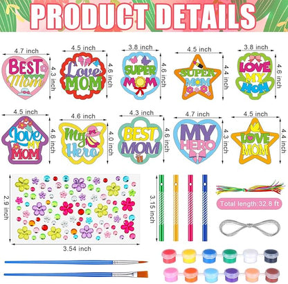 DoubleFill 30 Pack Mother's Day Wind Chime Kit Mom Crafts Make You Own Wind Chimes DIY Coloring Wooden Art and Craft Bulk for Mom's Birthday Gifts Party Decoration Hanging Ornaments