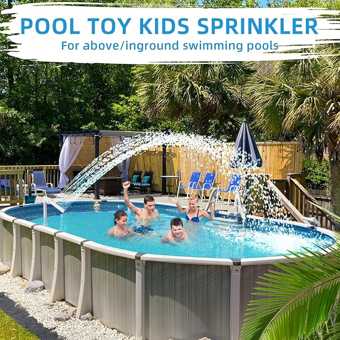 Klleyna Swimming Pool Fountain for Above & In-Ground Pools, Pool Waterfall Water Cooler Sprinkler Sprayer Summer Party Decor (F-Single White)