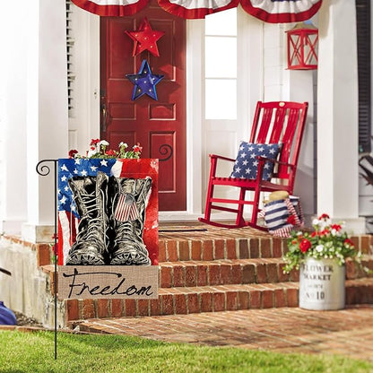 AVOIN colorlife Freedom Boots Garden Flag 12x18 Inch Double Sided, Patriotic 4th of July Independence Memorial Day Veteran Soldier Yard Outdoor Decoration