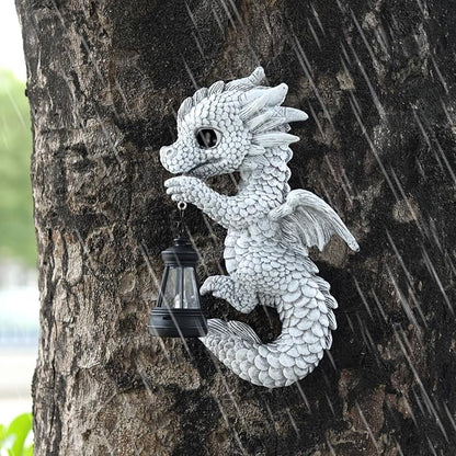 Tfro & Cile Dragon Garden Statue Solar Tree Hugger Light Outdoor Lawn Decor for Balcony Patio Yard Idea Gift for Women