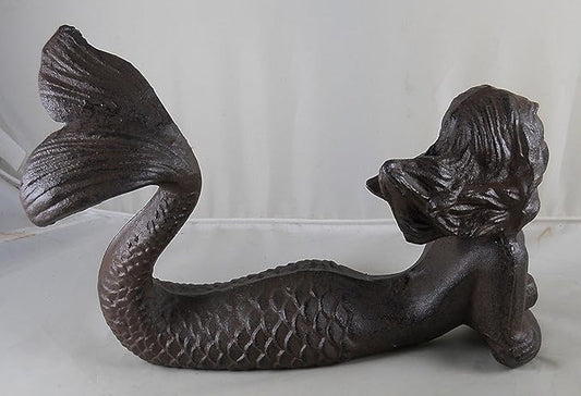 Cast Iron Dreaming Mermaid Figure ~ Nautical Garden Decor