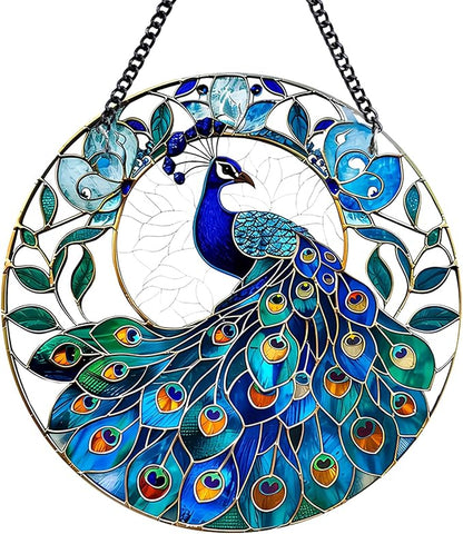 Plexiglas Peacock Suncatcher Kit - Stained Plexiglass Window Hanging for Room Decor Aesthetic, Cute Garden Decor for Outside, Yard and Balcony Decor - Home Decor Aesthetic SunCatcher