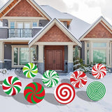 8-Piece Christmas Candy Yard Signs with Stakes Decorations – 8 Assorted Peppermint and Lollipop Designs 12.6 x 12.6 Inches Large Round Candy Signs for Outdoor Garden and Lawn Holiday Party Favor