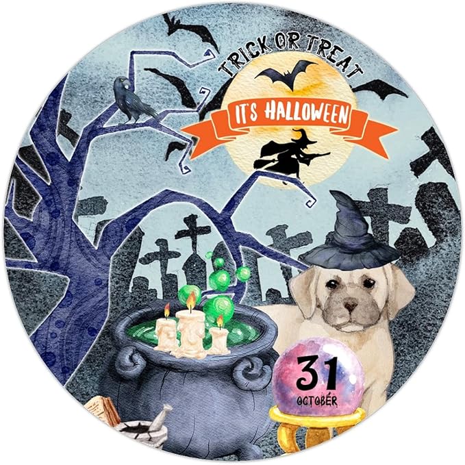 Retro Metal Sign 12"x12",Happy Halloween Scary Night Grave Witch Bats Trick Or Treat Dog Aluminum Tin Metal Sign for Home Living Room Bedroom Garden Farm Patio Decor Wall Art Poster