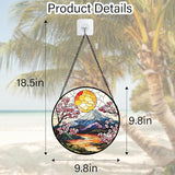 DASTOLL Stained Glass Window Hanging, Sun Blooming Cherry Blossoms Suncatcher Diamond Glass Panel Sun Catchers Decor for Birthday for Women, Men, Wife, Aunt, and Mom 9.8 in
