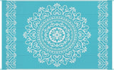 Pauwer Waterproof Outdoor Rug 5x8, Reversible Plastic Straw Patio Camping Rug, Indoor Outdoor RV Mat Carpet for Deck, Camper, Porch, Balcony, Backyard, Picnic, Floral Teal
