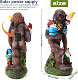 Gorilla Bigfoot Dwarf Bigfoot Sculpture Butterfly Statue with Large Garden Accessories with LED Decorative Gifts 7.5X5.9X13Inch
