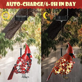 Glooglitter Cardinal Solar Lights Hanging Decoration Garden Outdoor Decor Metal Gifts Waterproof for Yard Front Porch Lawn Driveway Patio Backyard Pathway Gardening Lanterns Gift