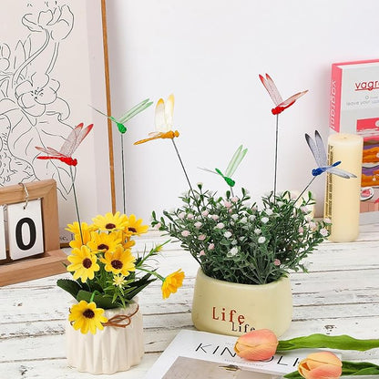 Augshy 50 Pcs Dragonfly Decoration Stakes Garden Dragonfly Artificial Ornaments for Indoor Outdoor Garden Birthday Wedding Party Decor