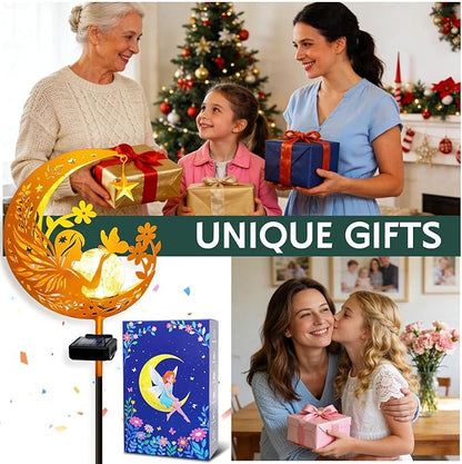 ZNYCYE Solar Lights Outdoor Decorative Moon Angel Solar Stake Lights Pathway Lights, Mothers Day Gifts for Mom Women Grandma,Fairy Garden Decor Waterproof for Walkway, Yard, Lawn, Patio (Warm White)